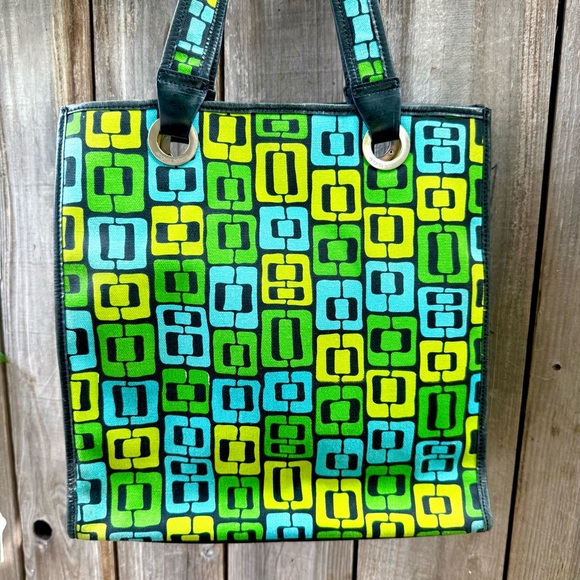 Angela Adams Geometric Patterned Tote Bag - Green and Blue - Picture 8 of 8